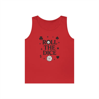 Playful Dice Tank Top, Mens Heavy Cotton Gaming Apparel, Casual Wear, Party Outfit, GYM Lover Gift, Summer Essential