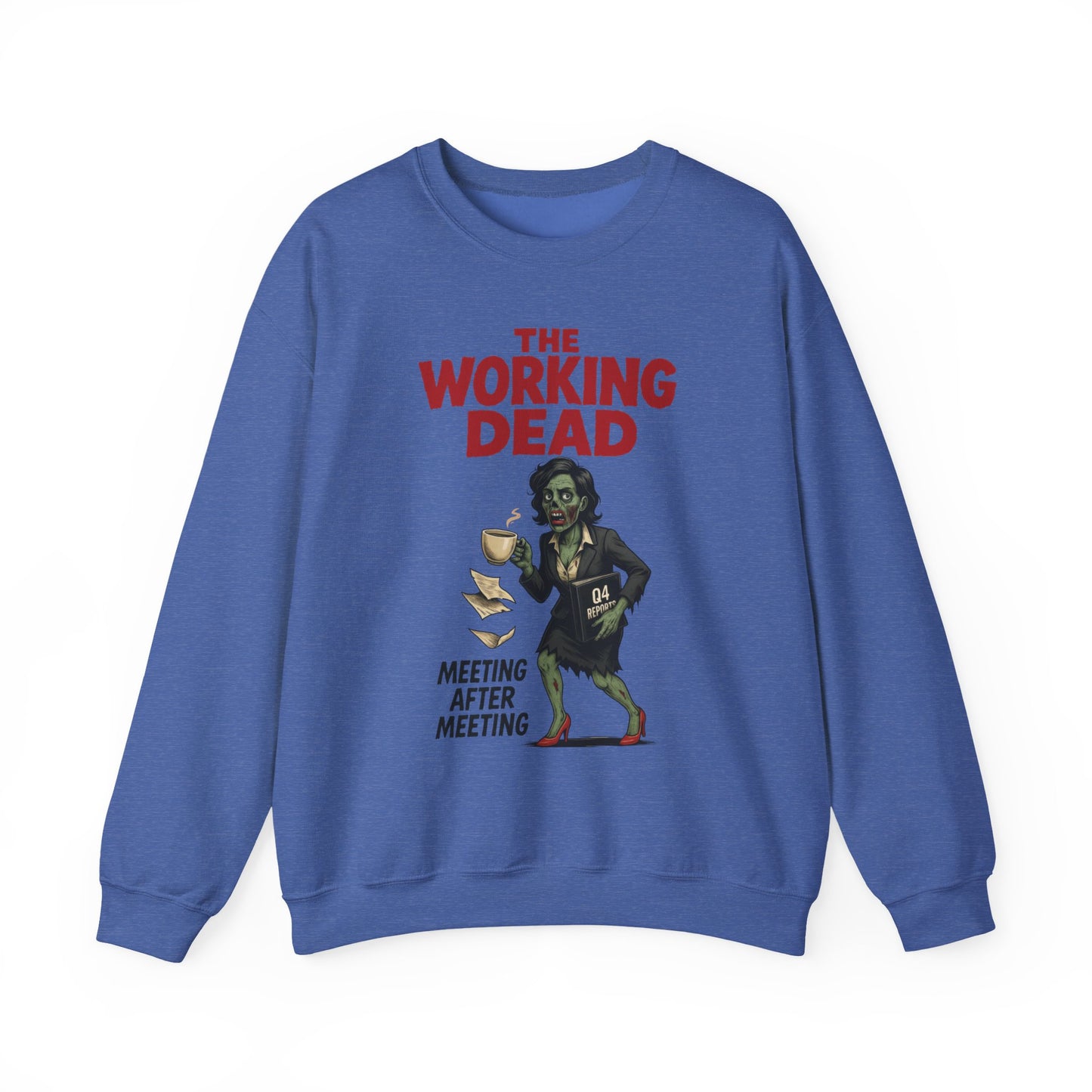 The Working Dead Women's Funny Zombie Sweatshirt, Office Humor Crewneck, Halloween Work Top