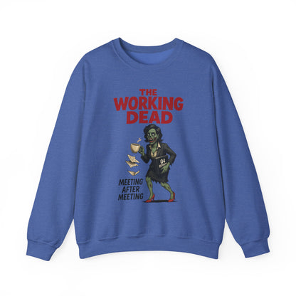 The Working Dead Women's Funny Zombie Sweatshirt, Office Humor Crewneck, Halloween Work Top