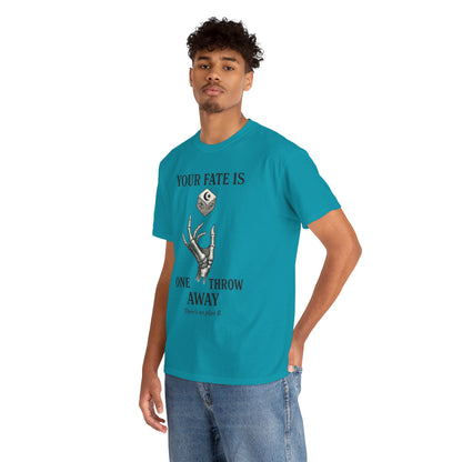 Your Fate Mens Heavy Cotton Tee, Skeleton Dice Graphic T-Shirt, Trendy Gift for Gamers, Gambling Tee, Unique Quote Apparel