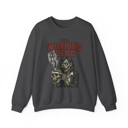 The Working Dead Women's Zombie Sweatshirt, Halloween Zombie Top, Work Humor Sweatshirt, Women's Heavy Blend™ Crewneck Sweatshirt