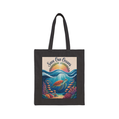 Eco-Friendly Ocean Conservation Tote Bag, Reusable Grocery Bag, Beach Bag, Gift for Ocean Lovers, Summer Accessories