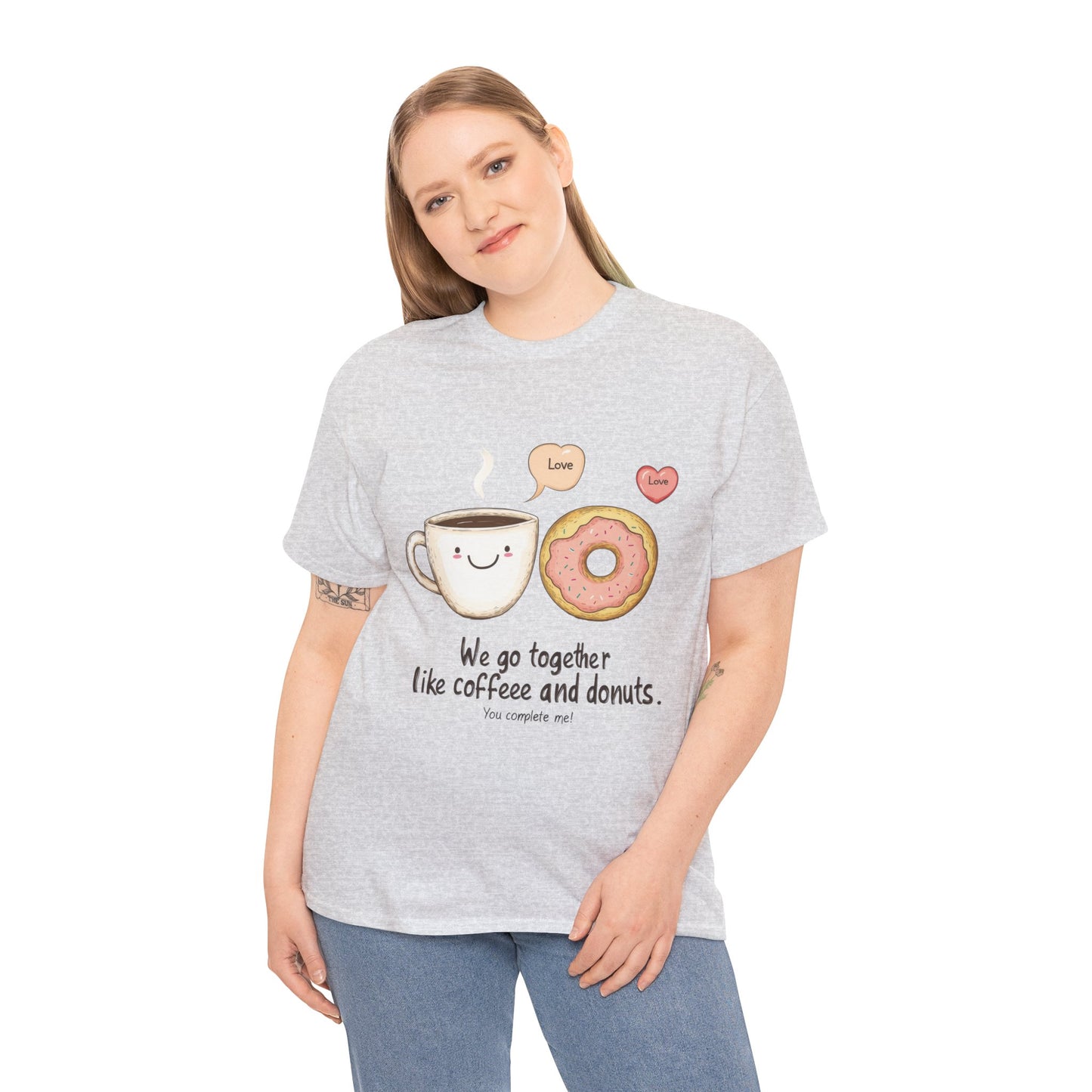 Cute Coffee and Donut Love T-Shirt, Funny Couple Quote, Kawaii Breakfast Graphic Shirt, Gift for Coffee Lovers, Gift for Valentine's Day