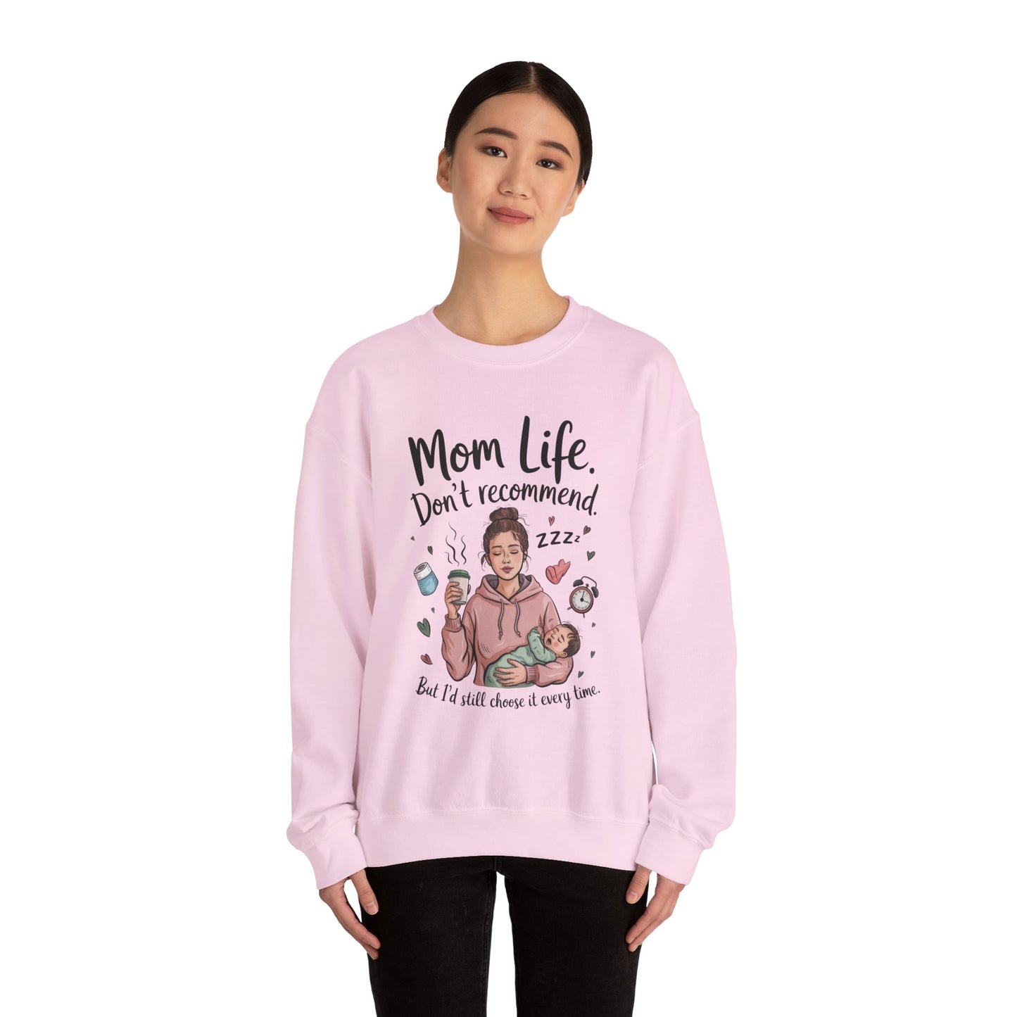Mom Life Crewneck Sweatshirt, New Mom Gift, Cozy Everyday Wear, Funny Parent Apparel, Tired Mama Humor Tee