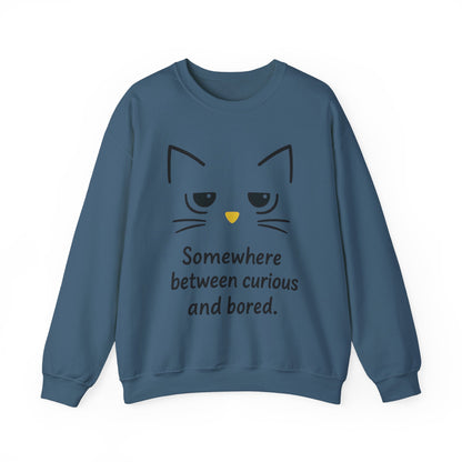 Whimsical Cat Crewneck Womens Sweatshirt, Cozy Relaxed Wear, Perfect Gift for Cat Lovers, Casual Everyday Style