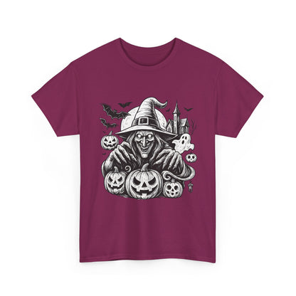 Scary Witch Halloween Shirt Women, Gothic Pumpkin Ghost Tee, Spooky Horror Tee with Bats