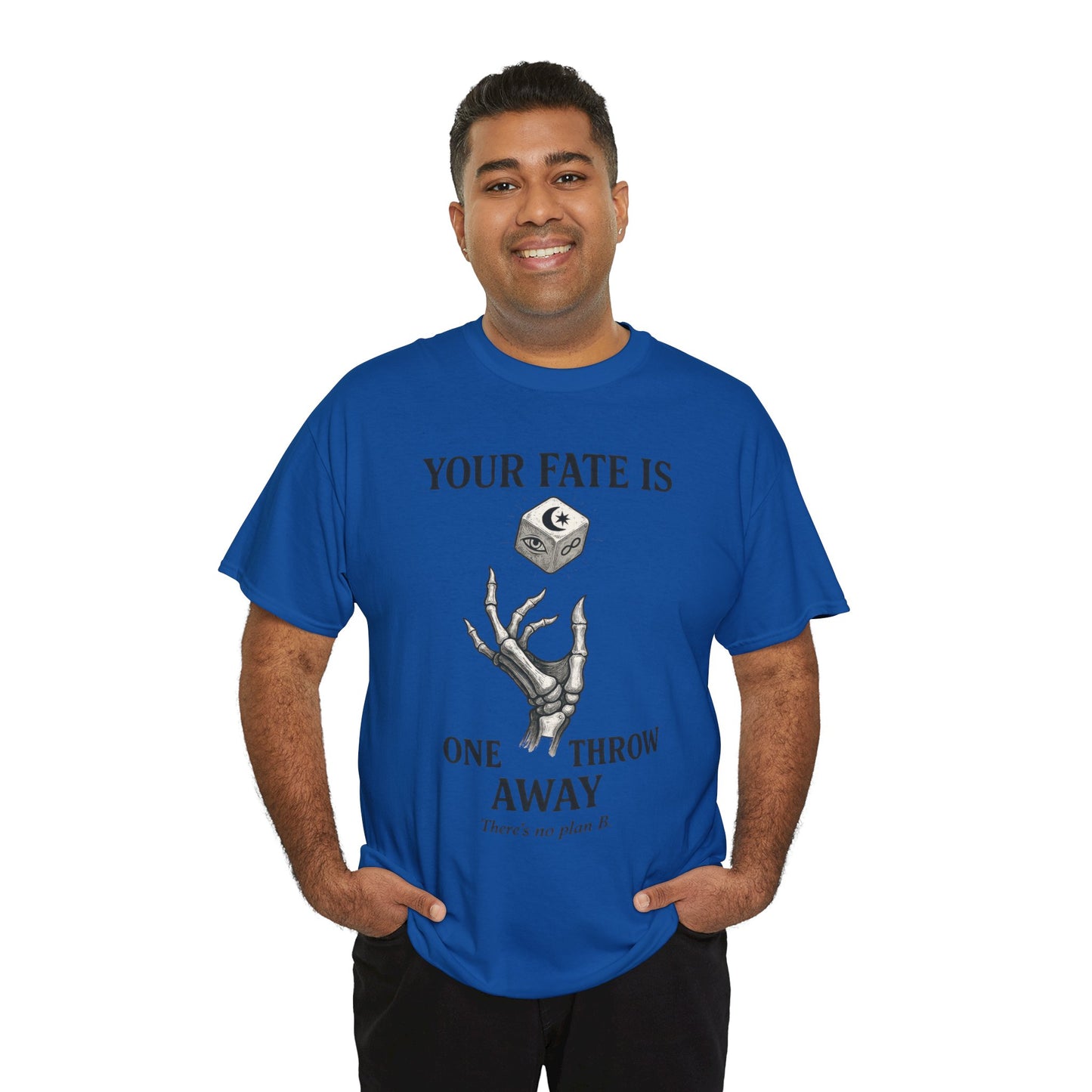 Your Fate Mens Heavy Cotton Tee, Skeleton Dice Graphic T-Shirt, Trendy Gift for Gamers, Gambling Tee, Unique Quote Apparel