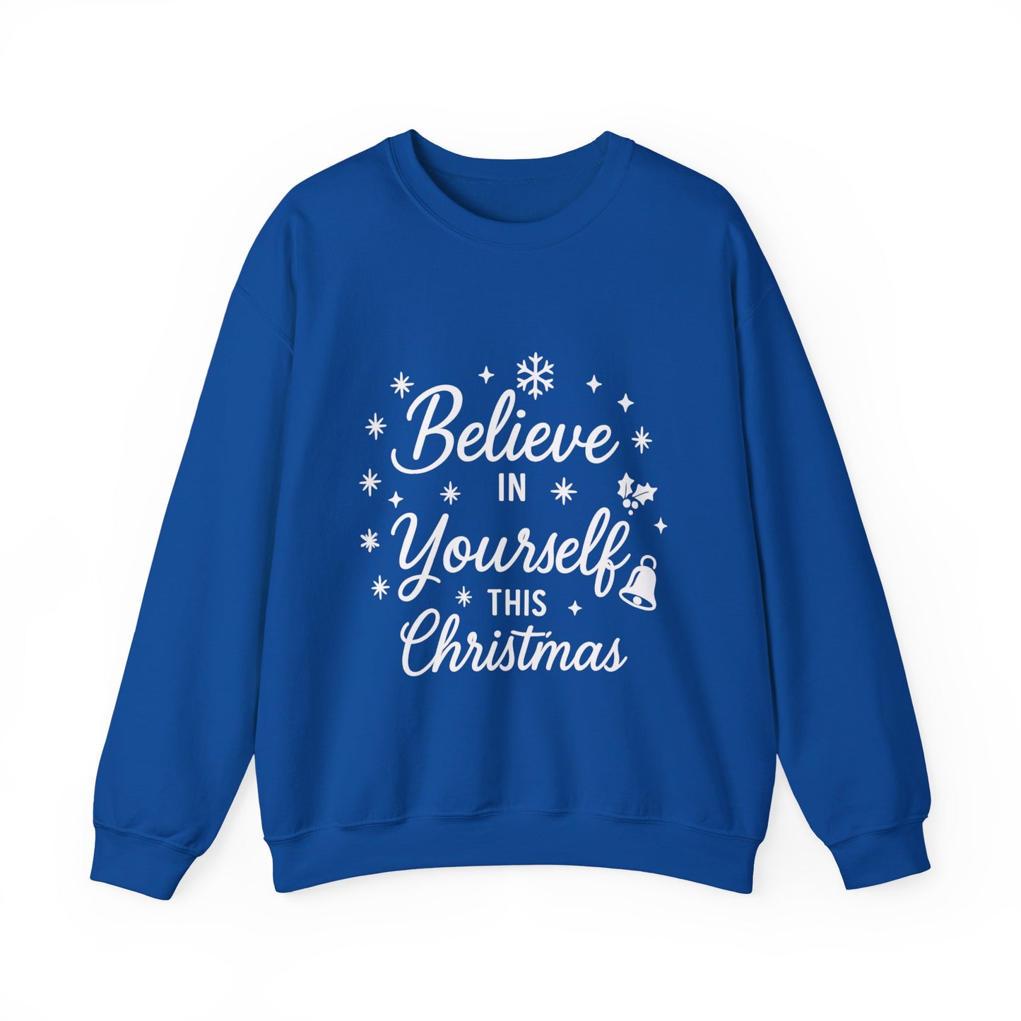 Women's Believe in the Magic Christmas Sweatshirt, Cozy Holiday Santa Hat Pullover, Women's Heavy Blend™ Crewneck Sweatshirt