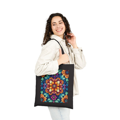 Vibrant Floral Cotton Canvas Tote Bag, Eco-Friendly Grocery Bag, Shopping Tote, Art Tote, Gift for Women