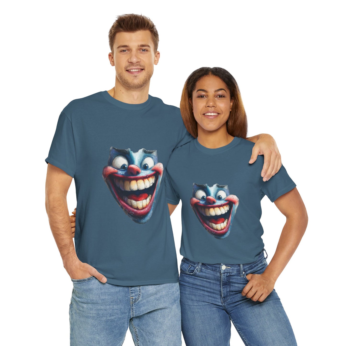 Funny Clown Face Unisex Heavy Cotton Tee, Creepy Clown Face T-Shirt, Humor T-Shirt,Clown Theme Shirt, Funny Horror Graphic Tee