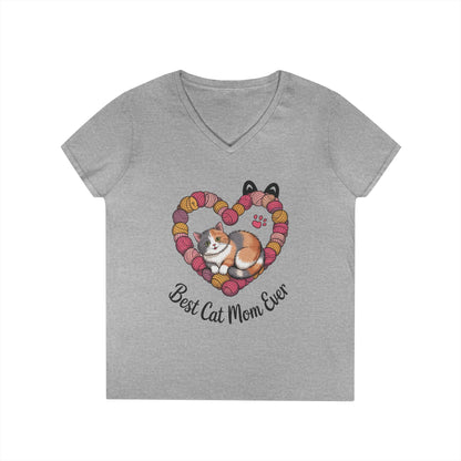 Best Cat Mom V-Neck T-Shirt, Gifts for Cat Lovers, Pet Mom Tee, Cute Cat Shirt, Animal Lover Apparel, Mother's Day Gift