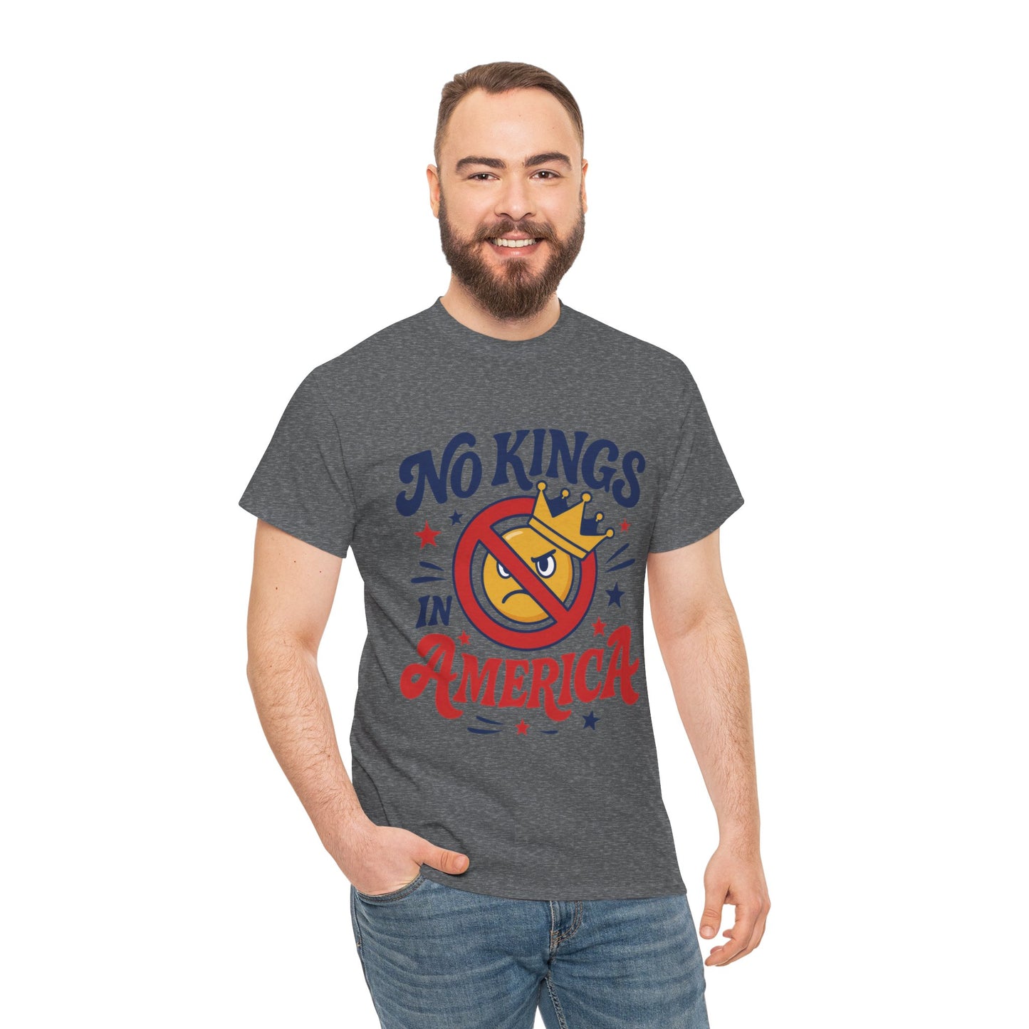 No Kings in America Unisex T-Shirt - Funny Patriotic Anti Monarchy Tee - 4th of July USA Shirt, Political Rallies, Statement Wear