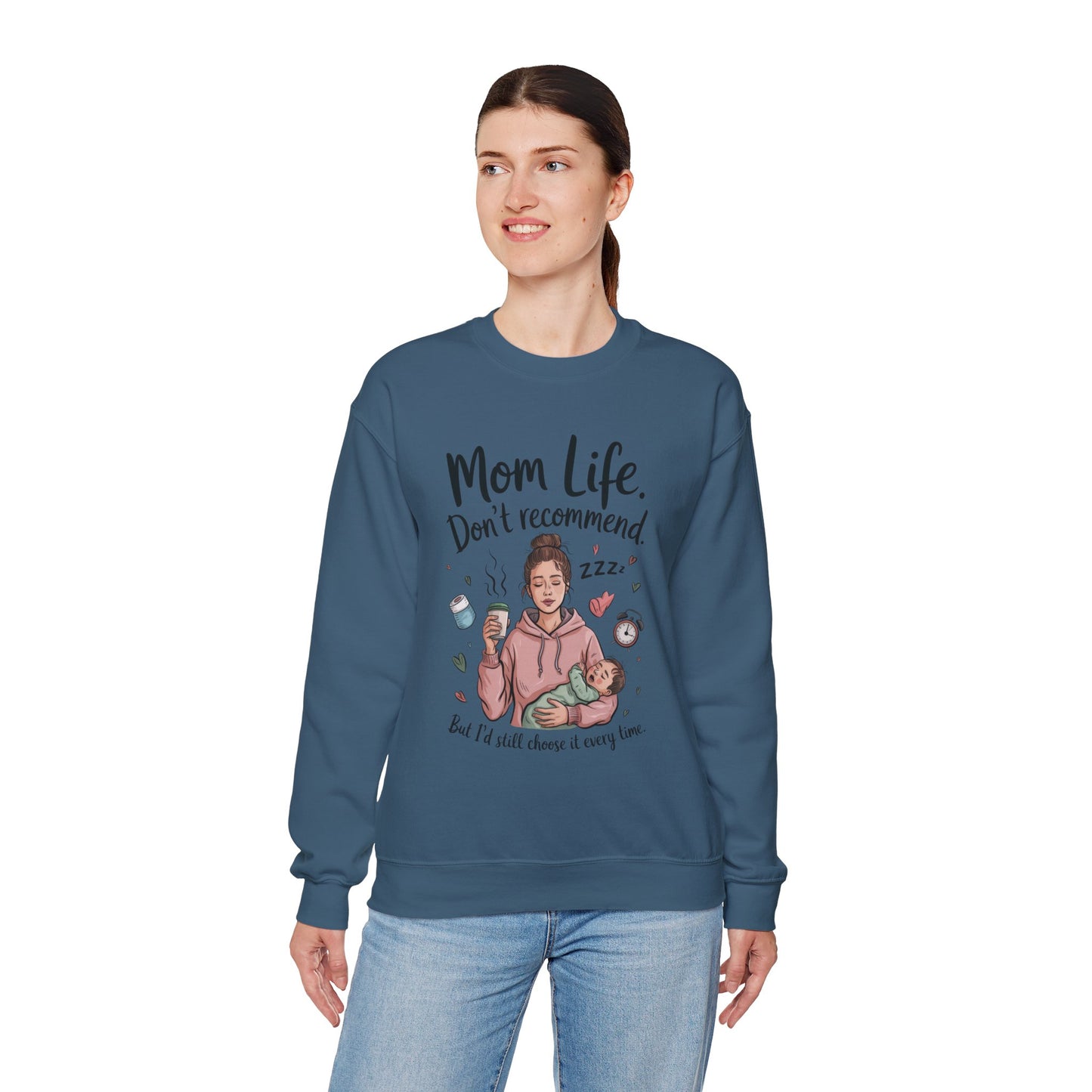Mom Life Crewneck Sweatshirt, New Mom Gift, Cozy Everyday Wear, Funny Parent Apparel, Tired Mama Humor Tee