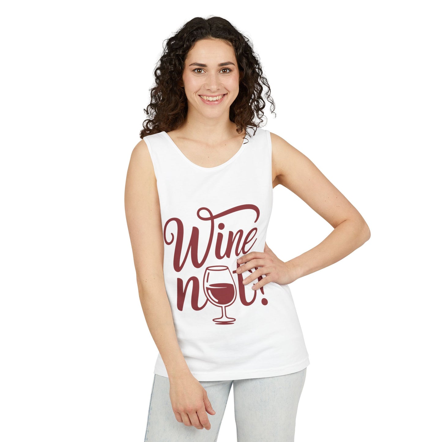 Unisex Garment Tank Top, Wine Not? Tank Top - Perfect for Summer Parties, Wine Lovers, Gifts, Casual Wear, or Vacations