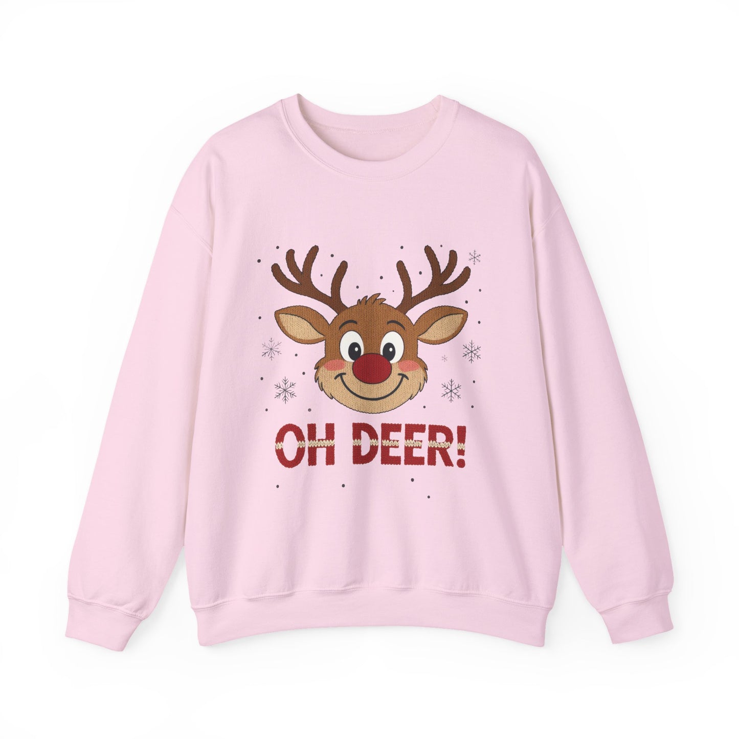 Womens Oh Deer Christmas Sweatshirt, Cute Reindeer Holiday Pullover, Women's Crewneck Sweatshirt