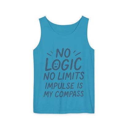 Funny Mens Tank Top, No Limits Impulse Quote, Relaxed Fit Tee, Casual Wear for Creatives, Gift for Artists Impulsive Style Shirt