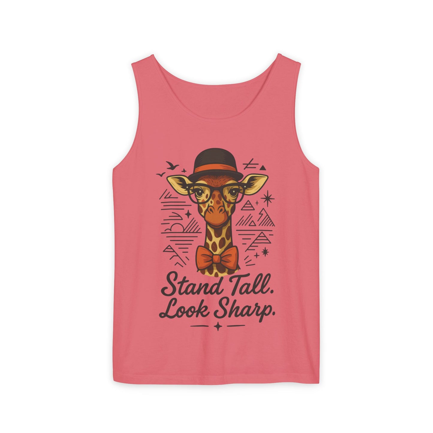 Giraffe Inspirational Tank Top, Stand Tall Look Sharp Shirt, Unisex Summer Apparel, Cute Animal Gift, Zoo Lover's Fashion