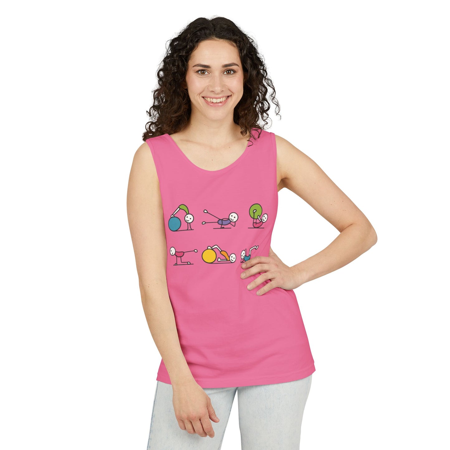 Womens Garment-Dyed Tank Top, Fit Fun Pilates Womens Tank Top, Cute Workout Shirt, Funny Yoga Gym Top for Women