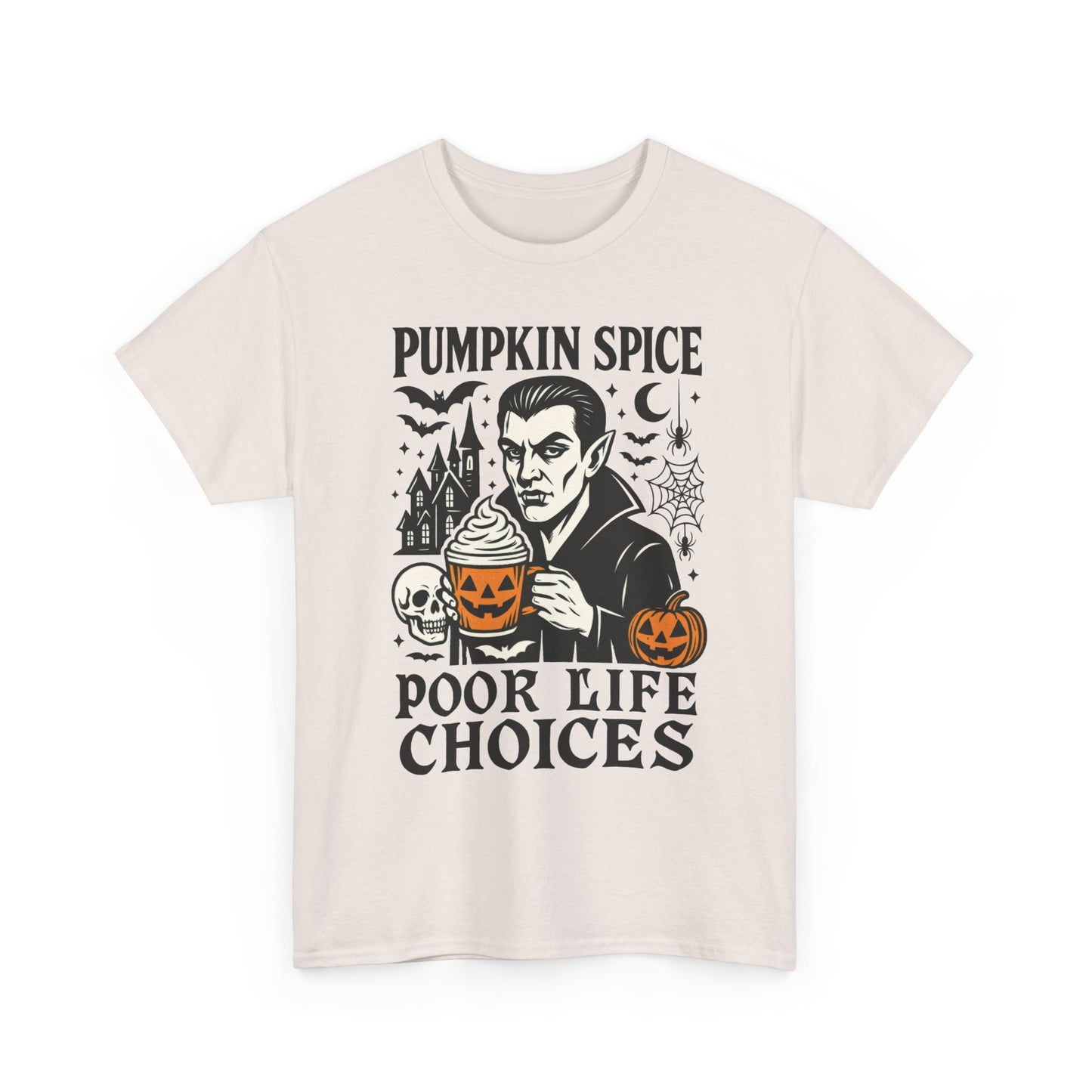 Pumpkin Spice Poor Life Choices Men's T-Shirt, Funny Vampire Coffee Halloween Graphic Tee