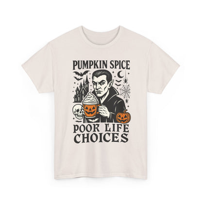Pumpkin Spice Poor Life Choices Men's T-Shirt, Funny Vampire Coffee Halloween Graphic Tee