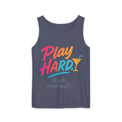 Play Hard Work Eventually Tank Top - Casual Summer Apparel, Womens Beachwear, Resort Wear, Gift for Friends, Vacation Essential