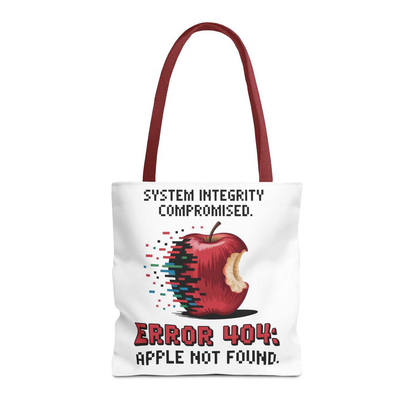 Error 404 Apple Tote Bag, Geek Tote, Funny Shopping Bag, Gift for Tech Lovers, Apple Lovers Tote, Digital Design Bag, Weekender Bag, Beach Bag, Large Canvas Bag
