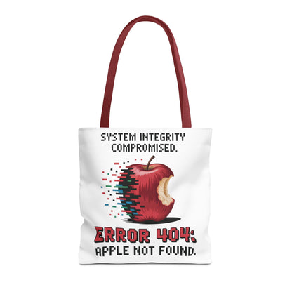 Error 404 Apple Tote Bag, Geek Tote, Funny Shopping Bag, Gift for Tech Lovers, Apple Lovers Tote, Digital Design Bag, Weekender Bag, Beach Bag, Large Canvas Bag