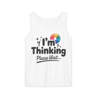 Funny - Im Thinking Please Wait - Mens Tank Top, Cute Geeky Gift for Introverts, Programmers, Designers, Fun Humor Shirt, Gift for Adults