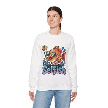 Selfish Womens Sweatshirt, Funny Selfie Pullover, Cute Ocean Pun Sweater, Playful Sea Life Gift, Fun Gift for Fish Lovers, Fishing Apparel