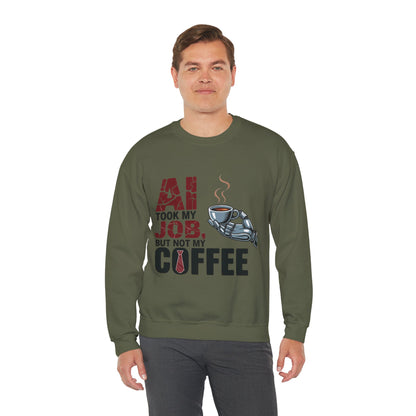 Men's AI Coffee Sweatshirt, Funny Robot Humor Pullover, Geek Sarcastic Job Joke Top, Men's Heavy Blend™ Crewneck Sweatshirt, Office Humor