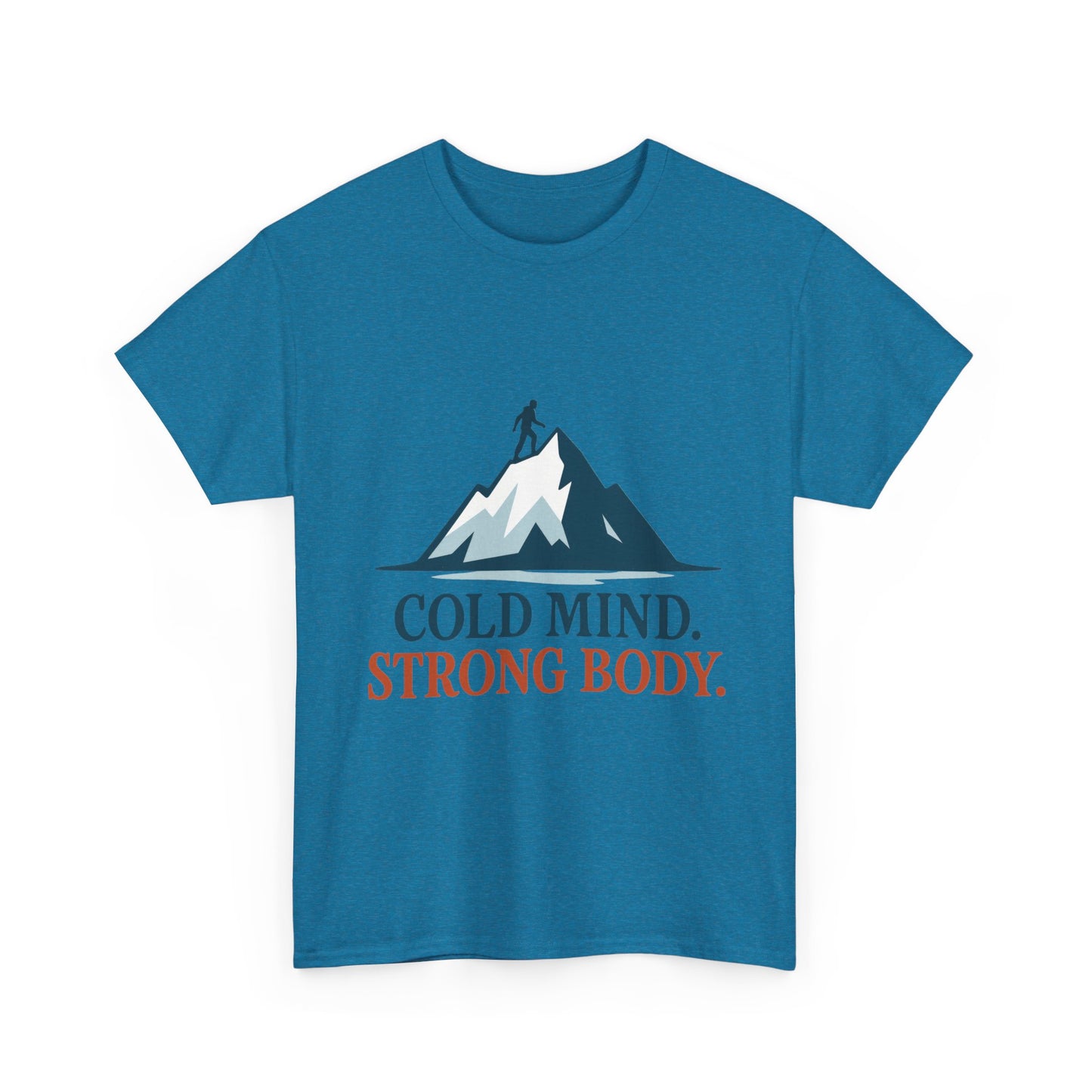 Cold Mind Strong Body Mens T-Shirt, Nordic Minimalist Mountain Hiking Tee