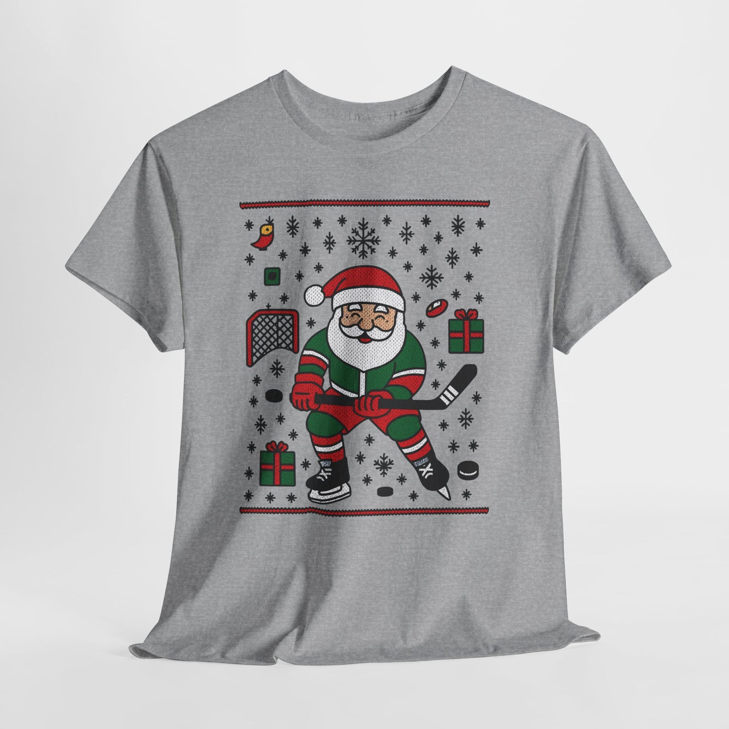 Hockey Santa Men's Christmas T-Shirt, Funny Sports Holiday Tee