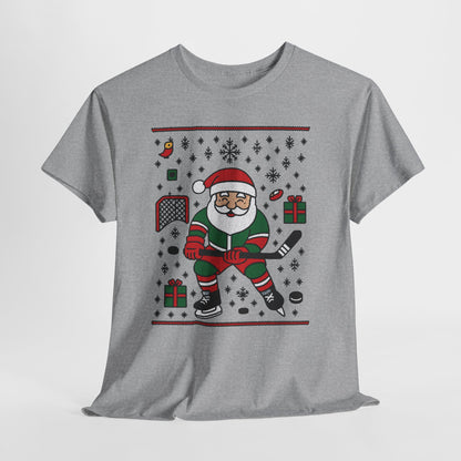 Hockey Santa Men's Christmas T-Shirt, Funny Sports Holiday Tee