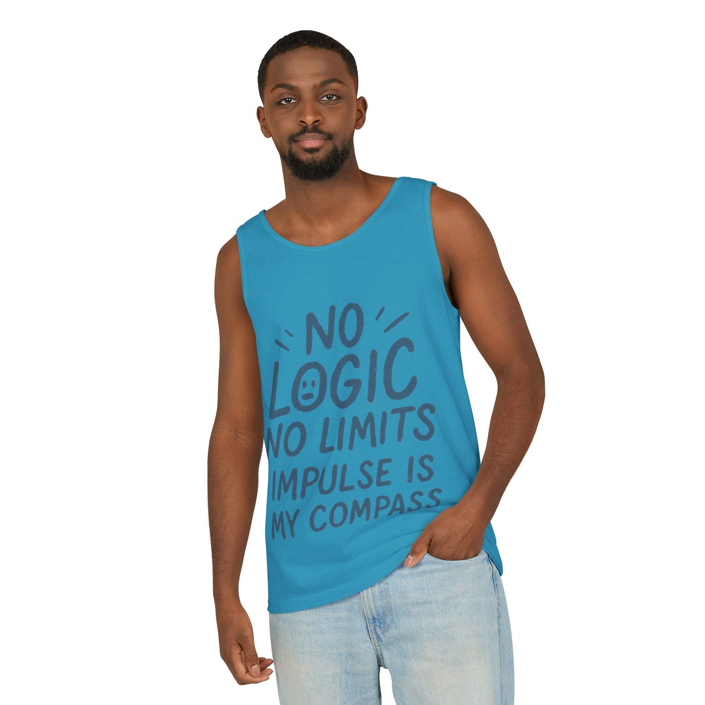 Funny Mens Tank Top, No Limits Impulse Quote, Relaxed Fit Tee, Casual Wear for Creatives, Gift for Artists Impulsive Style Shirt