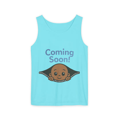 Coming Soon Maternity Tank Top, Cute Baby Boy Pregnancy Announcement Tee, Funny Expecting Mom Gift, Gender Reveal Tee, Baby Shower Top