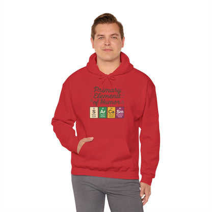 Sarcasm Hoodie for Men, Funny Nerd Hoodie, Primary Element of Humor Sweatshirt, Science Lover Gift for Him, Sarcastic Humor Apparel