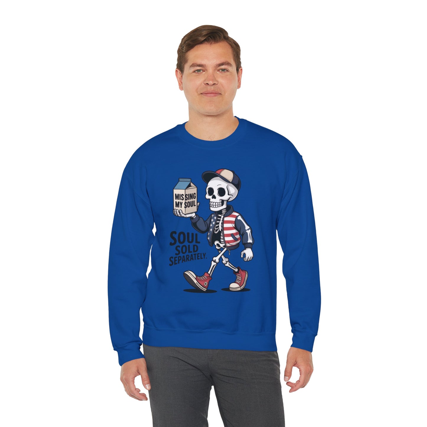 Skeleton Graphic Sweatshirt, Soul Sold Separately Pullover, Funny Gothic Streetwear, Missing My Soul Skull Hoodie Alternative