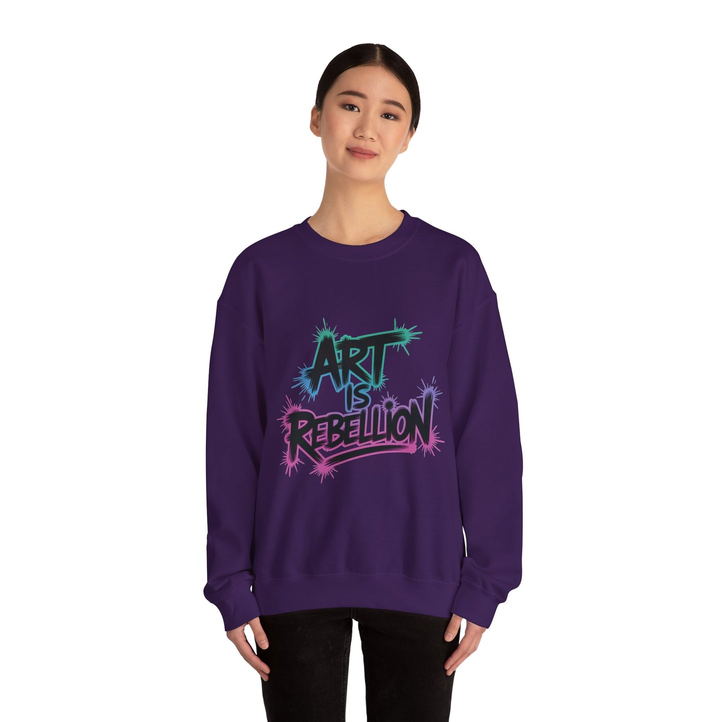 Art Is Rebellion Women's Sweatshirt, Graffiti Graphic Pullover, Bold Rebel Street Art Statement Top, Heavy Blend™ Crewneck Sweatshirt