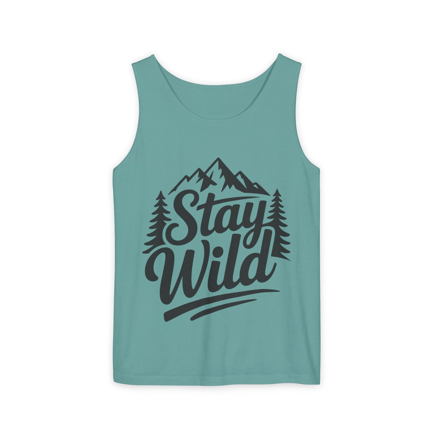 Stay Wild Garment-Dyed Mens Tank Top, Boho Summer Top, Adventure Shirt, Nature Lover Apparel, Gift for Hikers, Outdoor Clothing