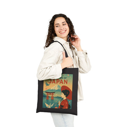 Dreaming of Japan Canvas Tote Bag, Eco-friendly Bag, Travel Tote, Gift for Travelers, Japanese Art Bag, Floral Design Bag
