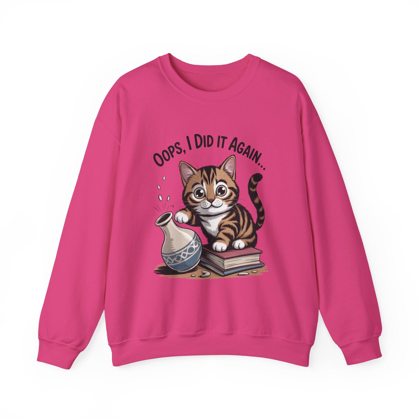 Cute Cat Oops! I Did It Again Sweatshirt, Funny Pet Lover Gift, Cozy Crewneck for Cat Moms, Purrfect for Birthdays, Casual Wear