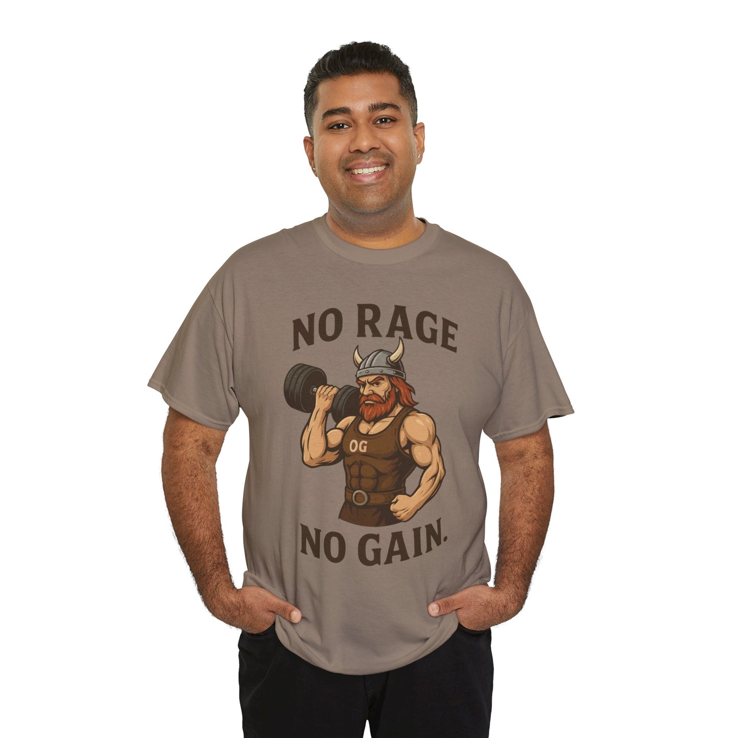 No Rage No Gain Viking Gym Shirt, Funny Muscle Workout Tee, Barbarian Fitness T-Shirt for Men, Powerlifting Humor Shirt, Viking Lifting Gift