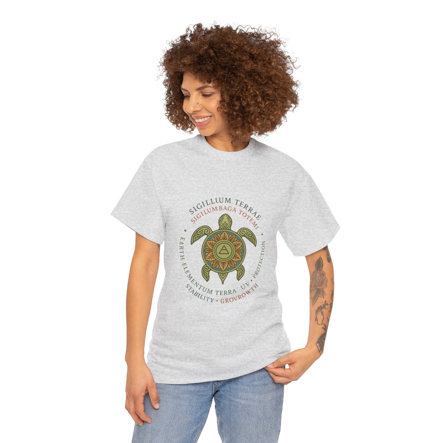Earth Totem Turtle Unisex T-Shirt, Sigillum Terrae Symbol, Elemental Growth Unisex Tee, Spiritual UV Protection Shirt, Nature Symbol Gift