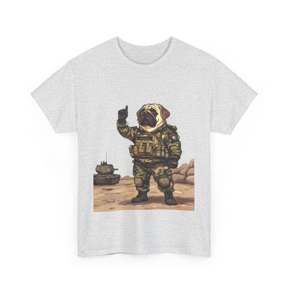 Cute Army Bulldog Tee, Funny Dog Army Pug Men's Heavy Cotton Tee, Pet Lovers Gift, Military Humor Clothing, Dog Dad T-Shirt