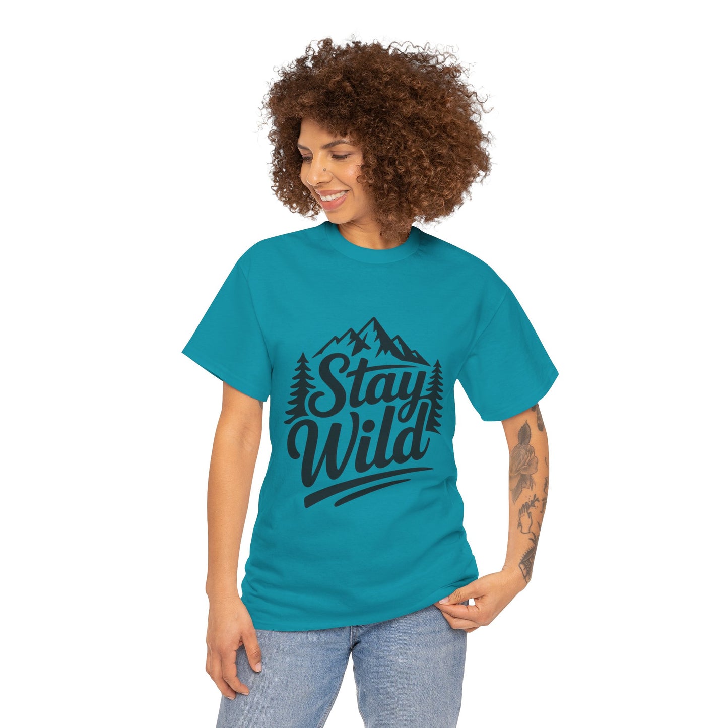 Stay Wild Adventure Tee, Unisex Heavy Cotton Tee for Nature Lovers, Camping, Hiking, Gifts for Outdoorsy Friends, Nature Graphic Tee