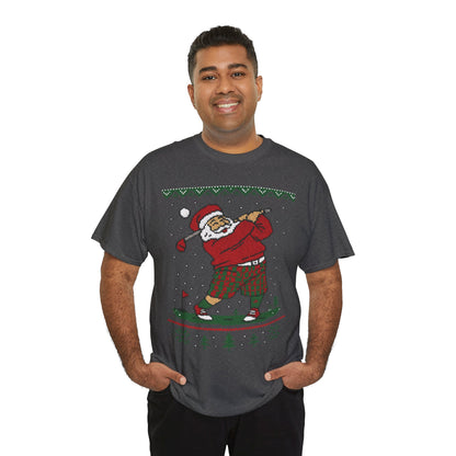 Funny Golfing Santa Christmas T-Shirt, Ugly Christmas Golf Shirt for Men, Holiday Golf Player Tee