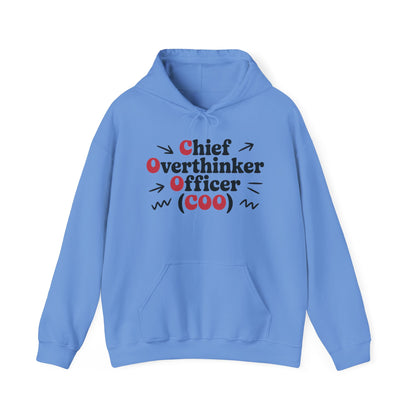 Chief Overthinker Officer Women's Hoodie, Funny COO Graphic Pullover, Sarcastic Office Humor Gift, Women's Heavy Blend™ Hooded Sweatshirt