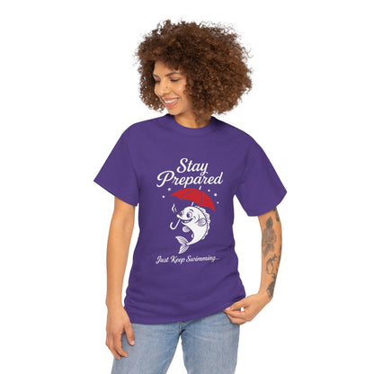 Stay Prepared Fish Shirt for Women - Just Keep Swimming Funny Nautical Tee - Positive Fishing Gift, Outdoor Adventure Apparel