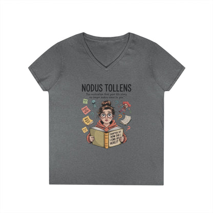 Nodus Tollens V-Neck T-Shirt, Women's Heavy Cotton Shirt, Latin Words, Moods & Modes, Self-Awareness, Quirky Humor Shirt