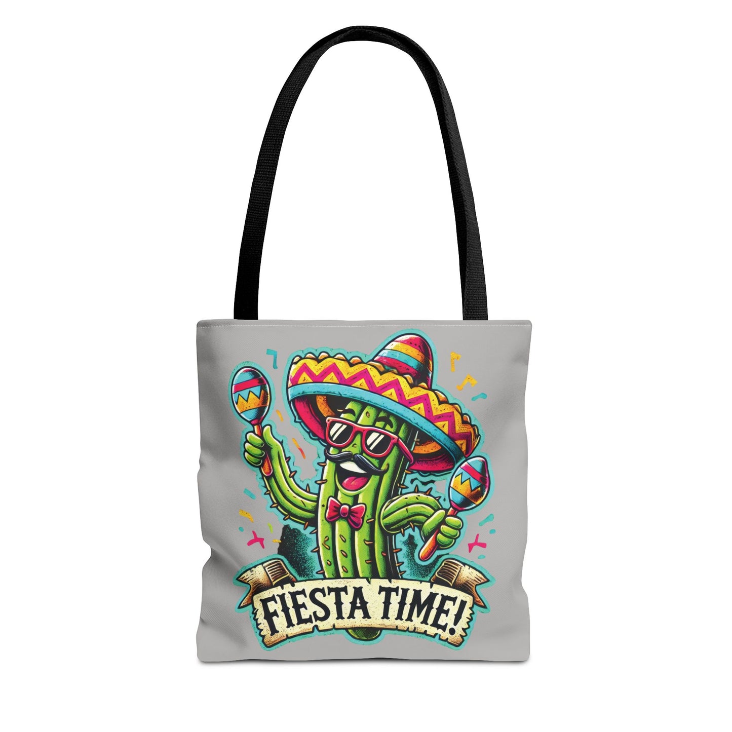 Fiesta Time Cactus Tote Bag, Funny Mexican Party Gift, Sombrero Maracas Print, Cinco de Mayo Bag, Summer Festival Tote, Beach Bag, Shopping